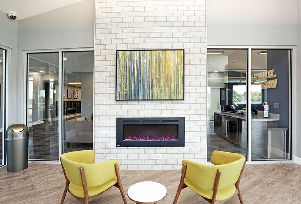 Cozy up next to the fireplace in the resident clubhouse.