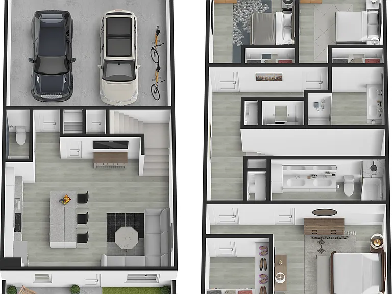 Three-bedroom floorplan