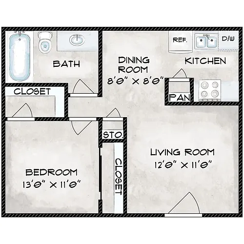 Floor plan 1X1