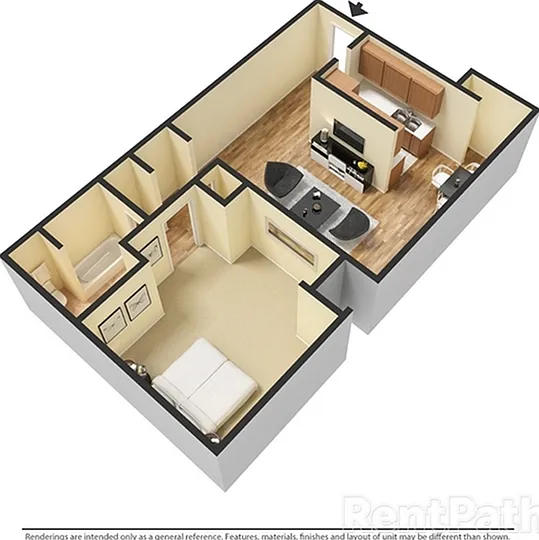 Floor plan 1 bed 3D Floor plan 1 bed 3D