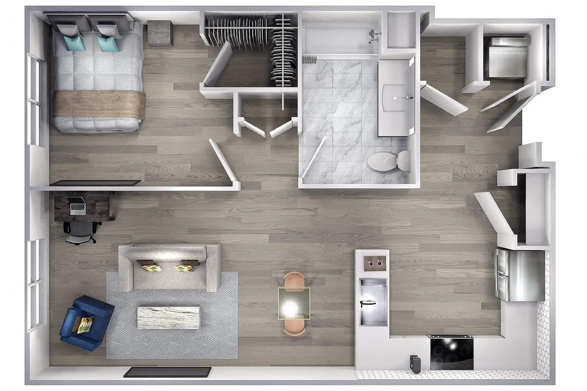 Floor plan Avenue F | 1 Bed/1 Bath-A7