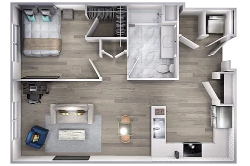 Floor plan Avenue F | 1 Bed/1 Bath-A7