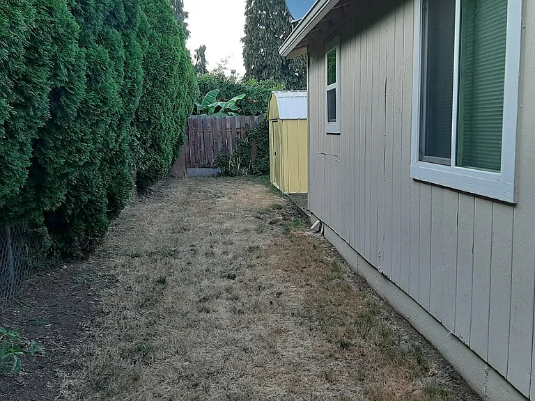 Back yard is fully fenced. Two patios.