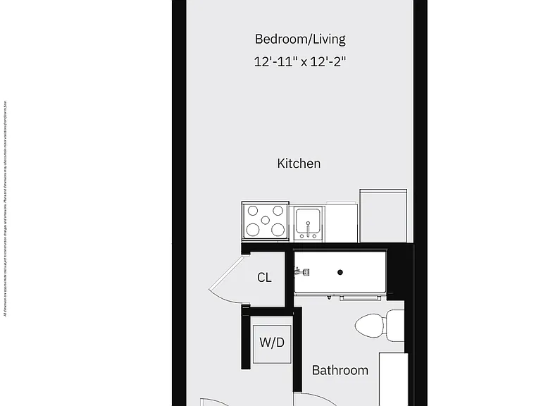 0 BED 1 BATH - B | 366 SF 0 BED 1 BATH - B | 366 SF