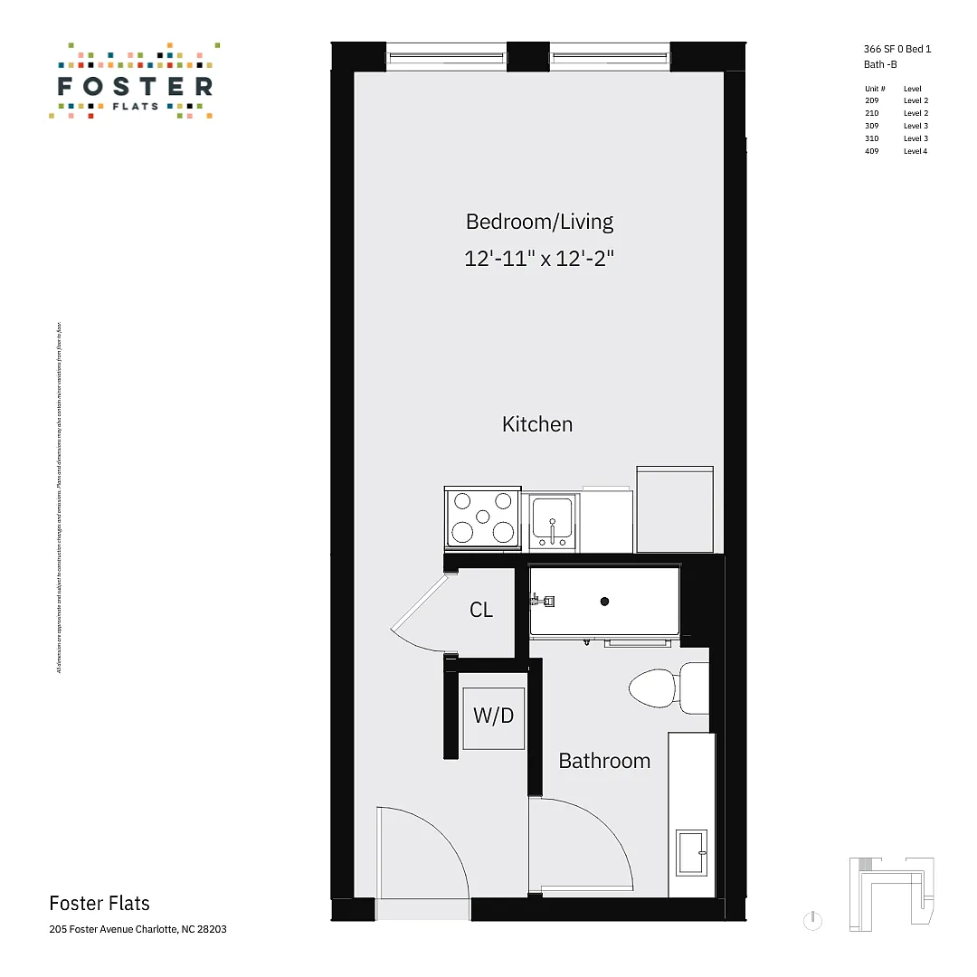 Floor plan 0 Bed 1 Bath - A