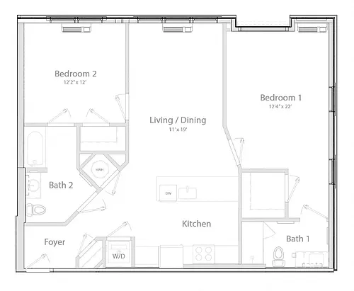 Floor plan C3 Two Bedroom Two Bath