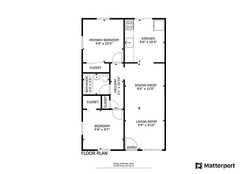 Floor plan 2 Bed 1 Bath
