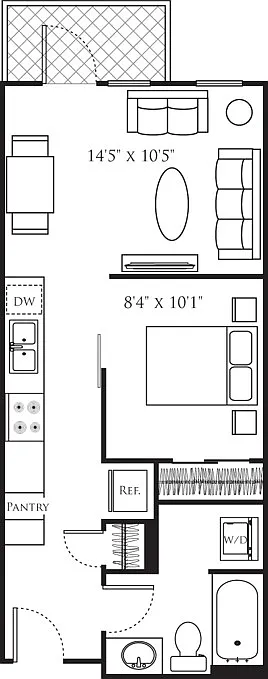 Floor plan Open 1 Bedroom C
