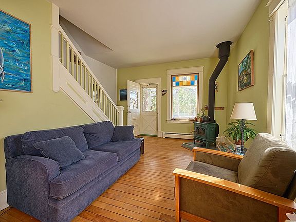 Living room with wood stove
