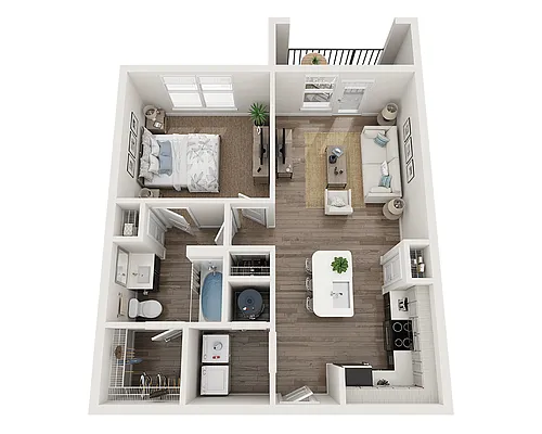 Floor plan One Bedroom A1B