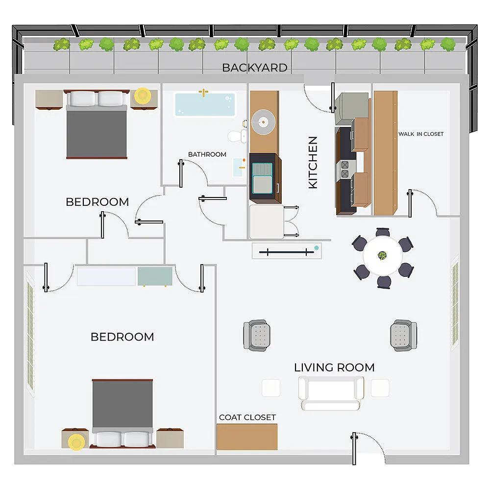 Floor plan 2B/1B