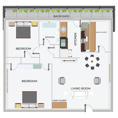 Floor plan 2B/1B