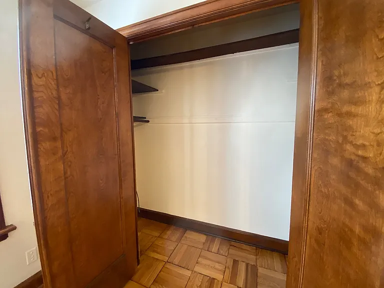 The interior of the double door closet