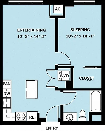 Floor plan 1 Bedroom 1 Bath B13