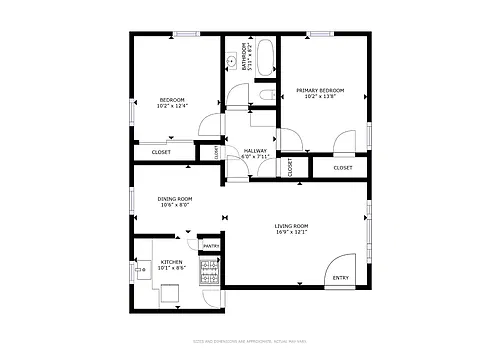 Floor plan 2 Bed, 1 Bath A - 1458 E Wilson
