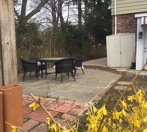 Outdoor patio and storage shed