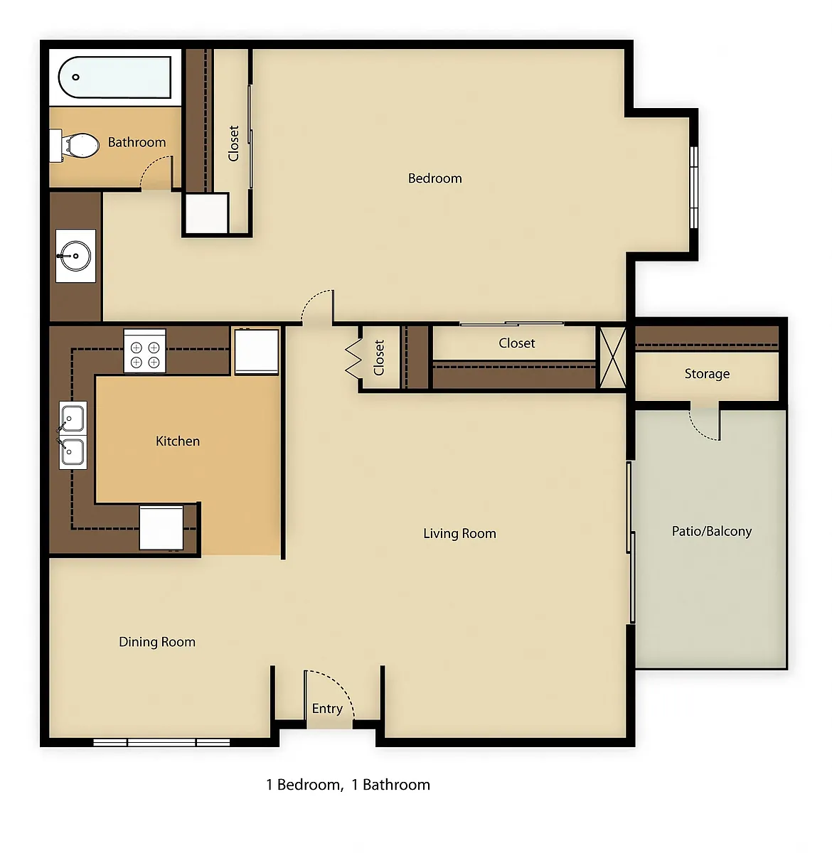 Floor plan 1 Bedroom 1 Bathroom