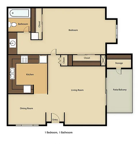 Floor plan 1 Bedroom 1 Bathroom