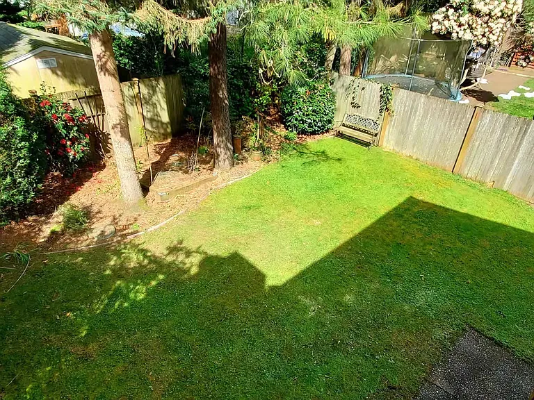 Overlooking the backyard from the balcony
