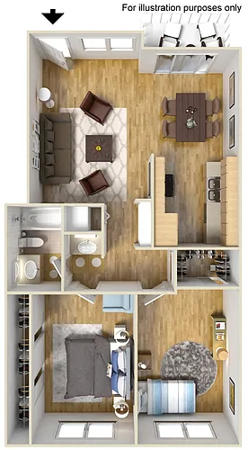 Floor plan Two Bedroom One Bath
