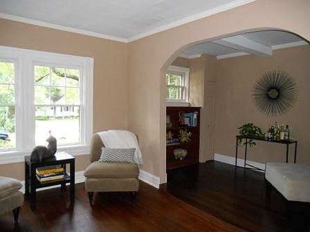 Family room at the front of the house is part of the original 1865 home.