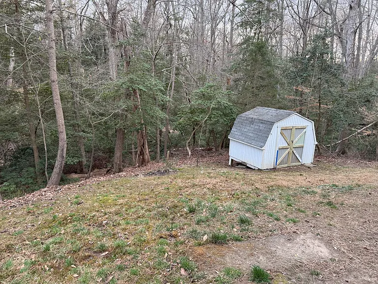 Back yard with storage shed