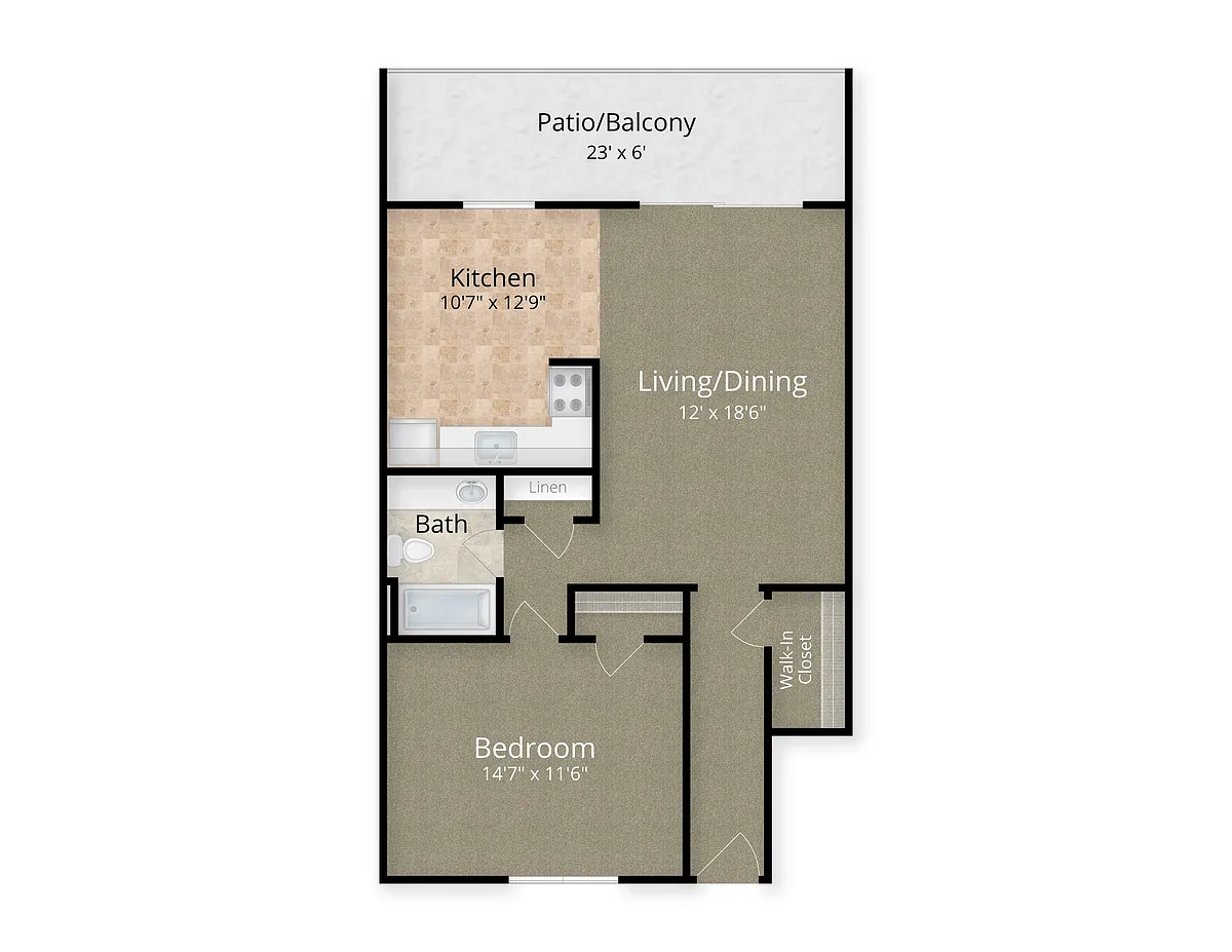 Floor plan 1 Bed x 1 Bath