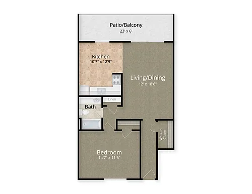 Floor plan 1 Bed x 1 Bath