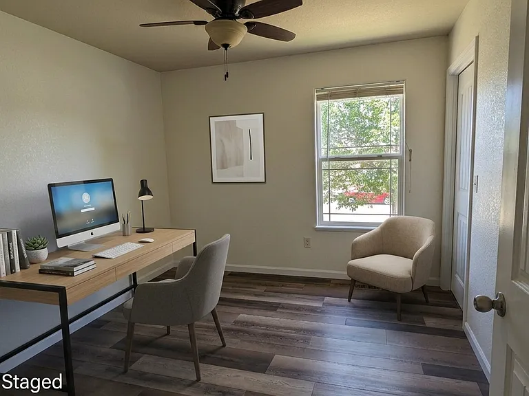 Virtually staged 10x10 bedroom