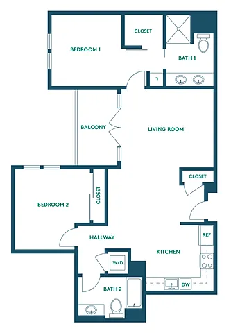 Floor plan 2Bed/2Bath M - Signature