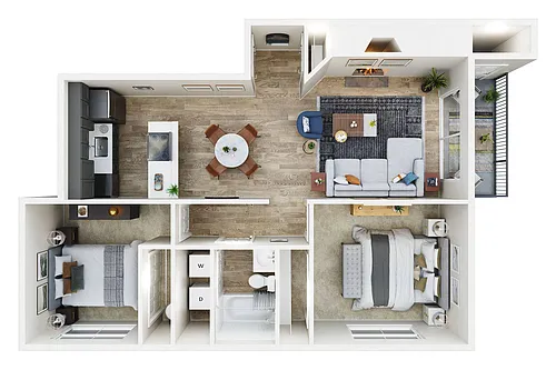 Floor plan 2 BDRM, 1 BTH S