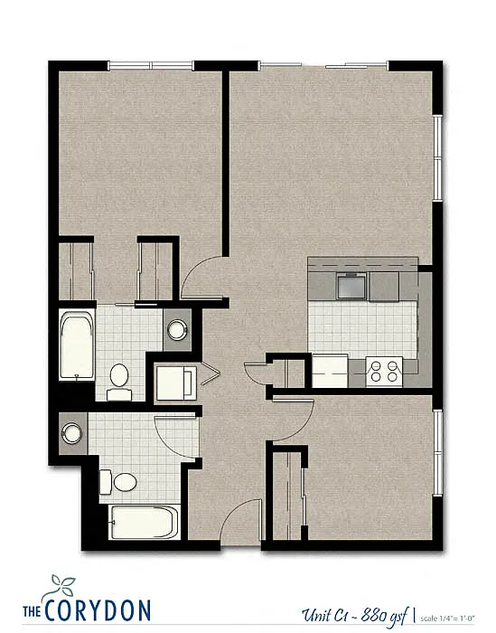 Floor plan Two Bedroom C1
