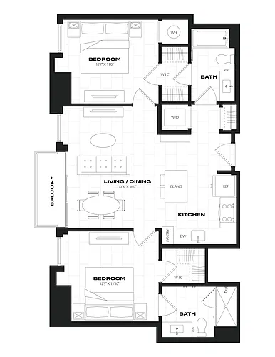 Floor plan 2 Bed/2 Bath-C1.1
