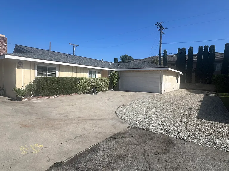 The front view of the house