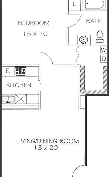 1 Bed 1 Bath Floorplan 1 Bed 1 Bath Floorplan