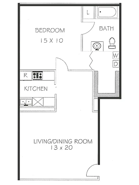 Floor plan 1 Bedroom 1 Bath