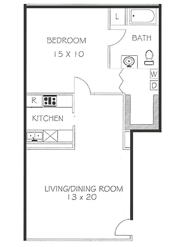 Floor plan 1 Bedroom 1 Bath