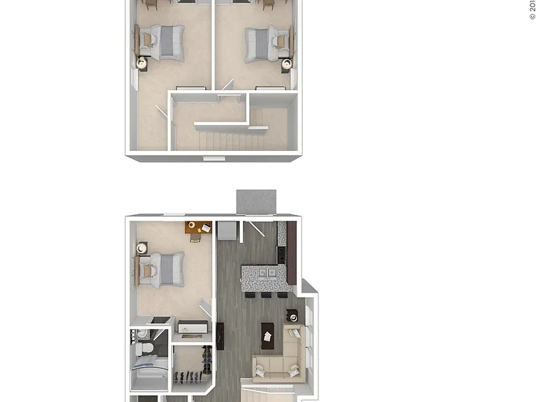 3 Bed Cottage 3D Floorplan 3 Bed Cottage 3D Floorplan