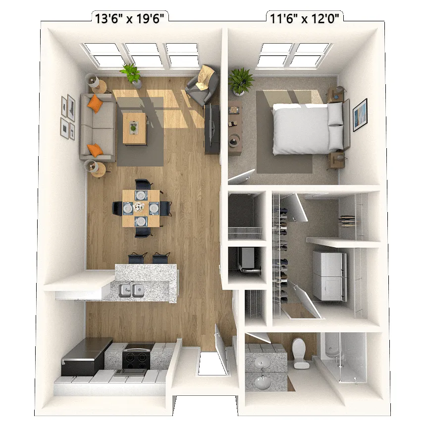 Floor plan Loft 1x1 761 SF