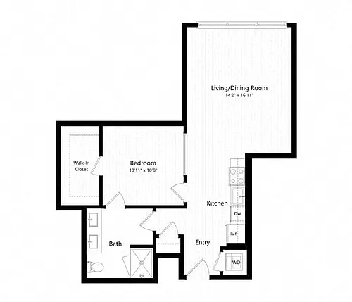 Floor plan 1 Bed - 1 Bath | A09 - Judd