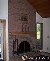 Family room wood-burning fireplace