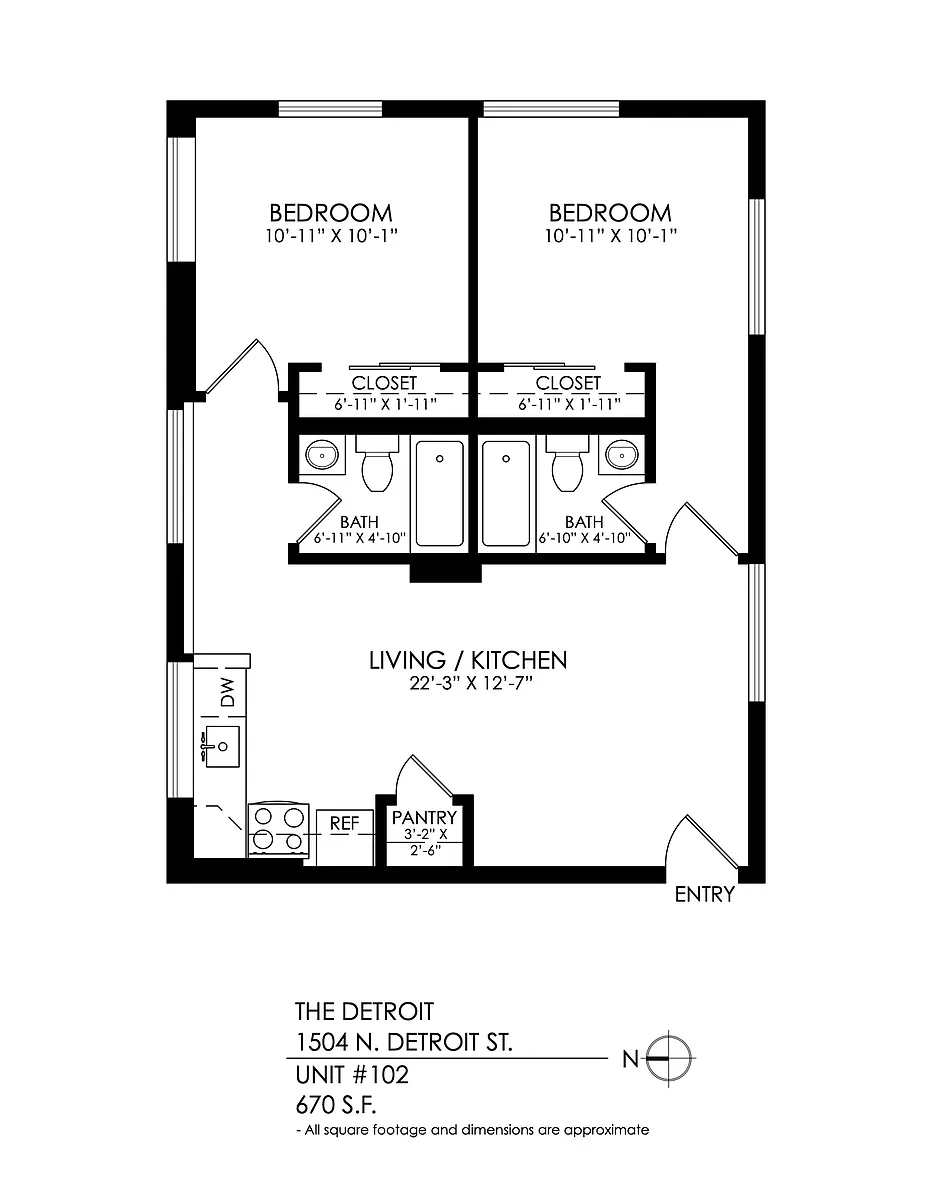 Floor plan 2 Bedroom, 2 Bath