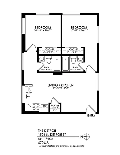 Floor plan 2 Bedroom, 2 Bath