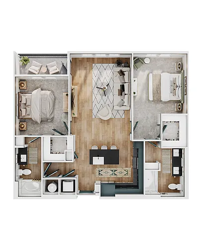 Floor plan B2 (2 Bedroom)