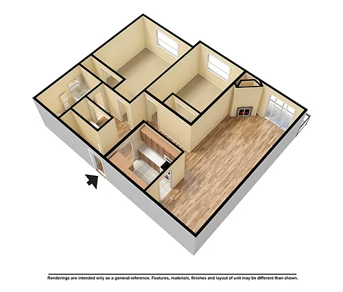 Floor plan 2 Bedroom 80 Percent AMI