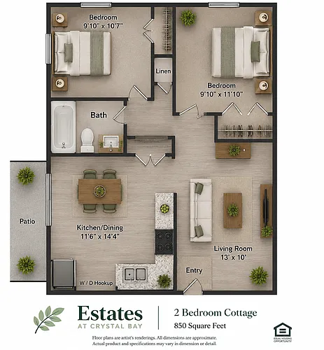 Floor plan Two Bedroom One Bath