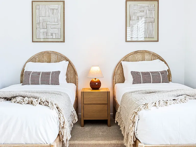 Twin beds perfect for kids or friends sharing the space.