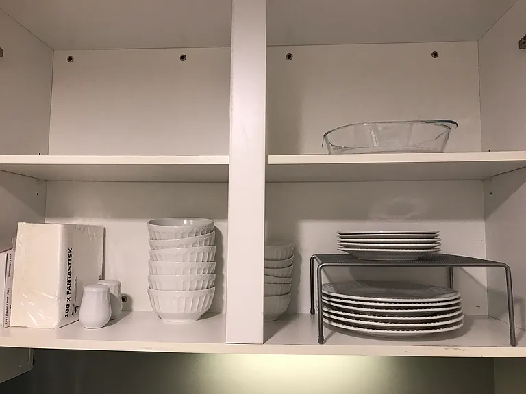 Stocked with dishes.