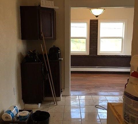 kitchen w/stove -frig in remodel stage