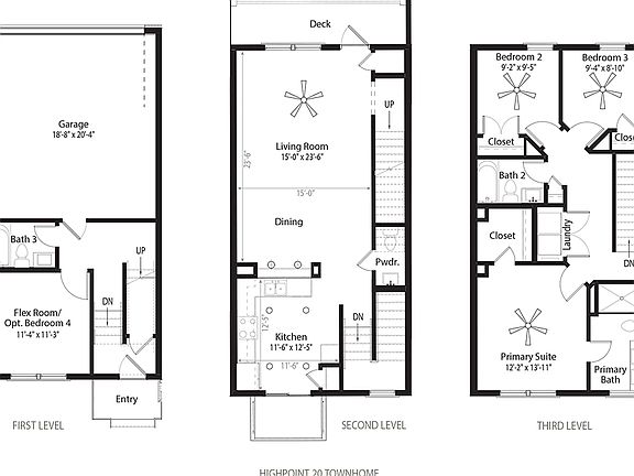 3270 Tasker Dr., LOT 211 o Highpoint 20 Townhome Floor Plan